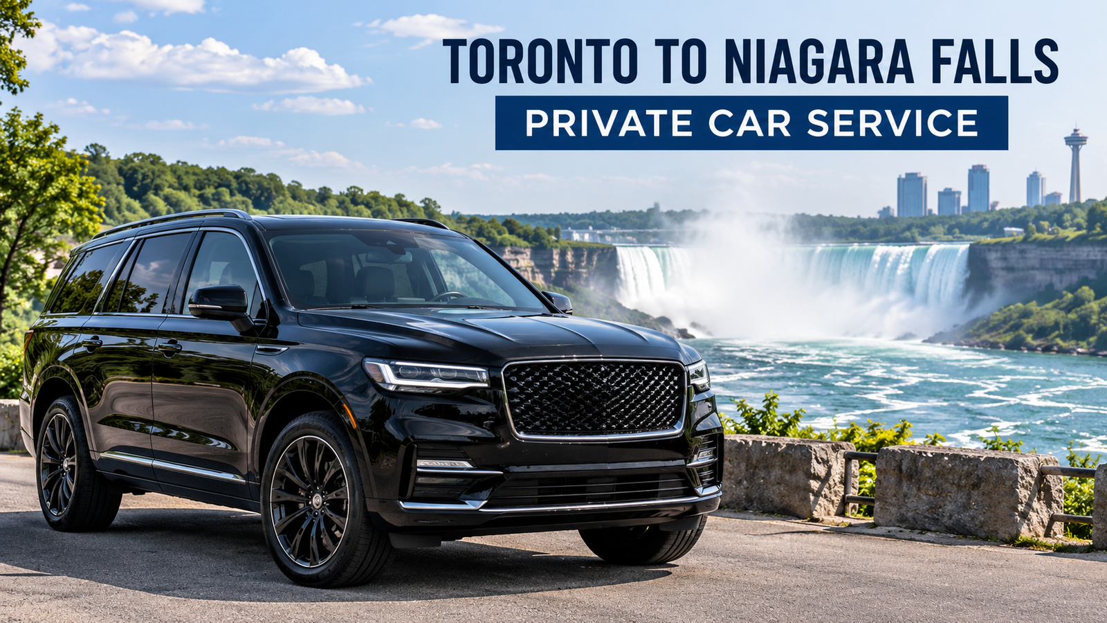 Black luxury SUV for Toronto to Niagara Falls private car service